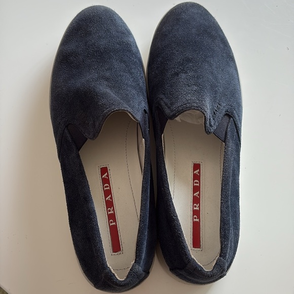 Prada Men\'s Navy Suede Slip-On boat Shoes 40 main image 8
